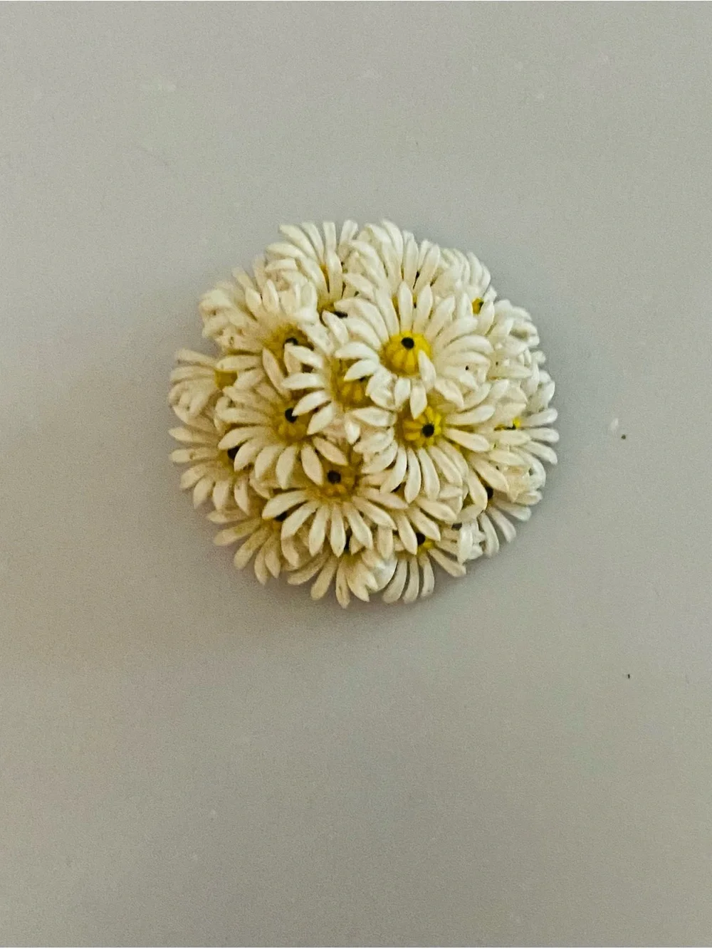 Handcrafted White Daisy Cluster Brooch for Women - stamps Western Germany